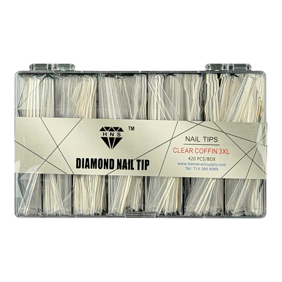 HNS DIAMOND NAIL TIP CLEAR COFFIN