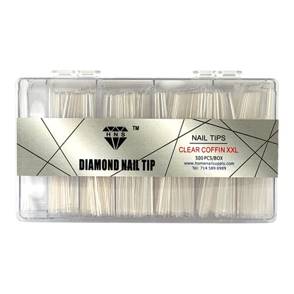 HNS DIAMOND NAIL TIP CLEAR COFFIN