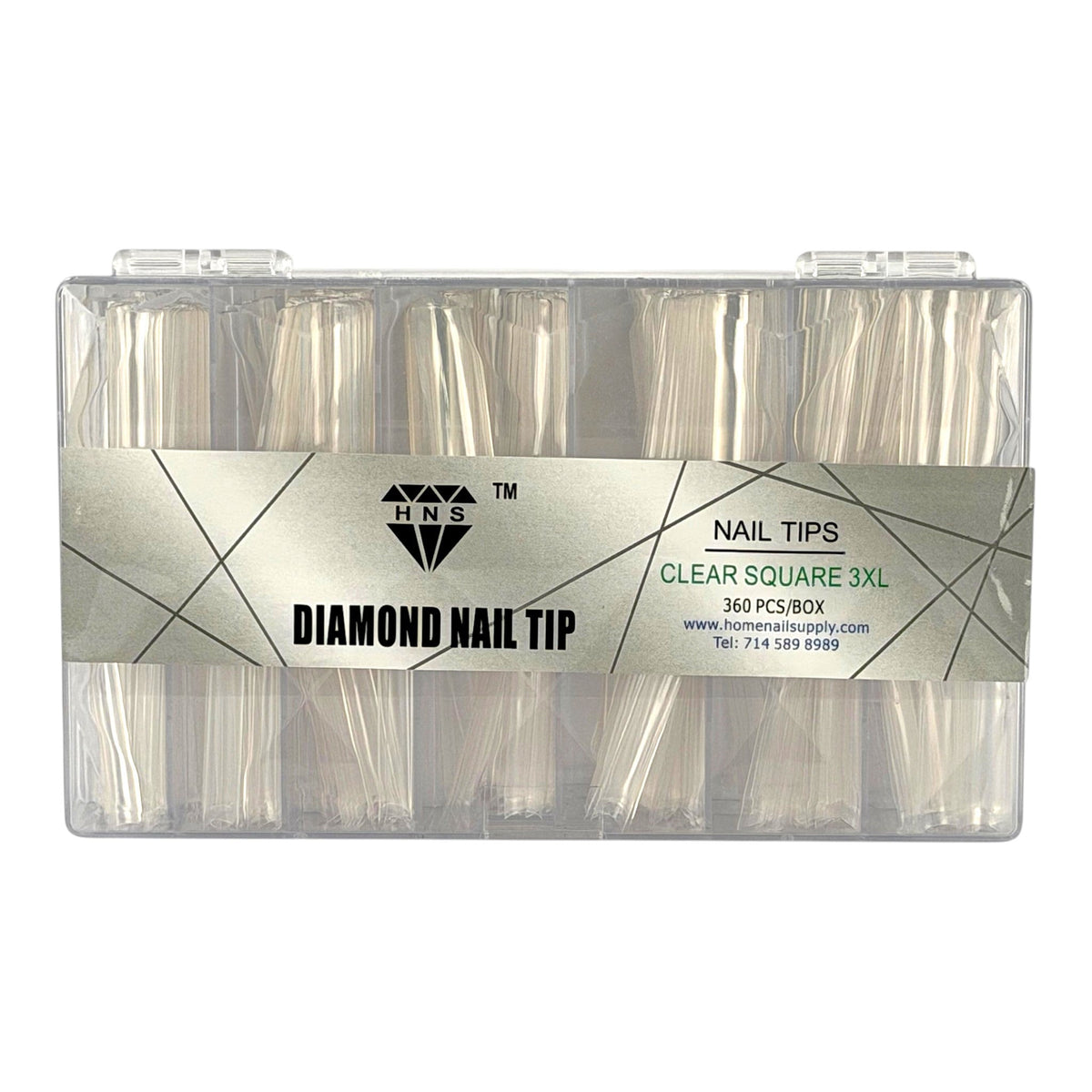 HNS DIAMOND NAIL TIP CLEAR SQUARE
