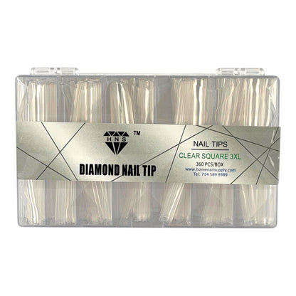 HNS DIAMOND NAIL TIP CLEAR SQUARE