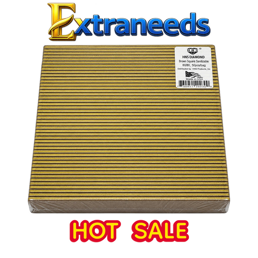 HNS DIAMOND NAIL FILES BROWN SQUare Sanitizable Jump 80/80 IN bag 50pcs