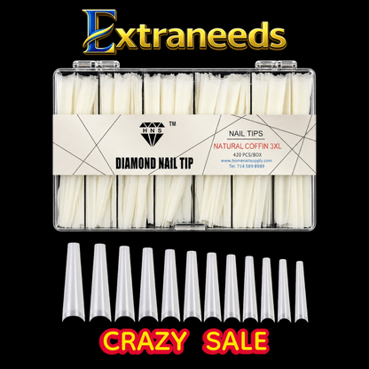 HNS DIAMOND NAIL TIP NATURAL COFFIN