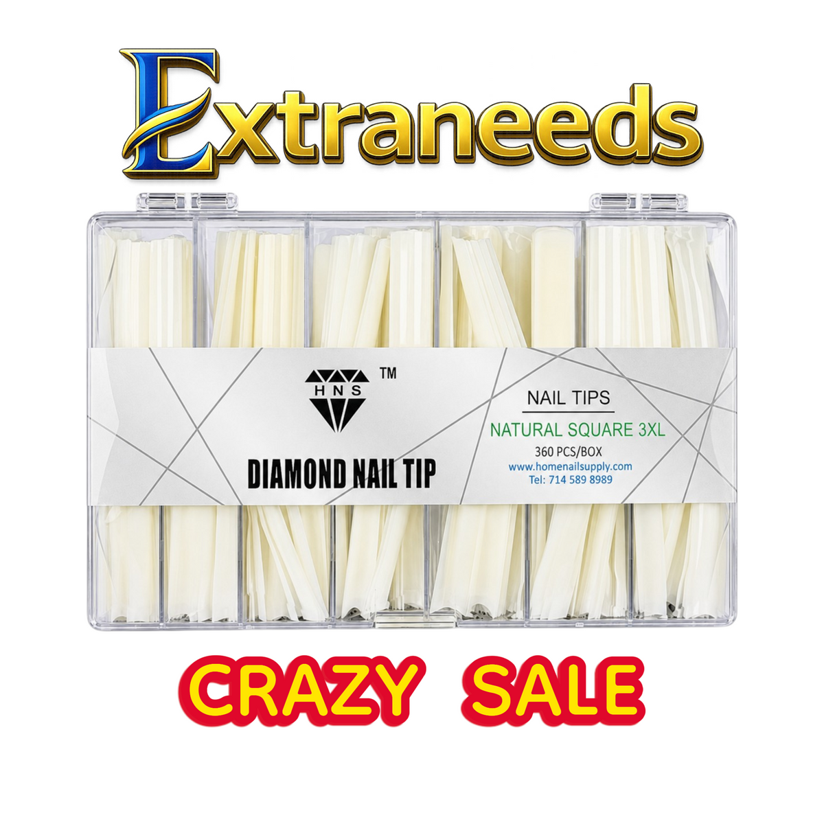 HNS DIAMOND NAIL TIP NATURAL SQUARE
