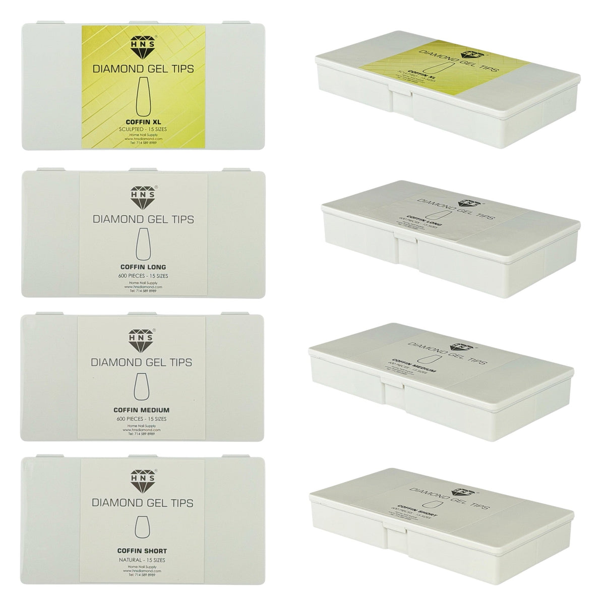 HNS DIAMOND GEL TIPS COFFIN