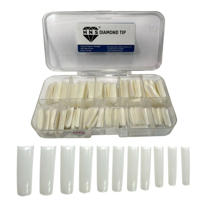 HNS NATUTAL SQUARE STRAIGHT NAIL TIP  540 EACH  IN BOX